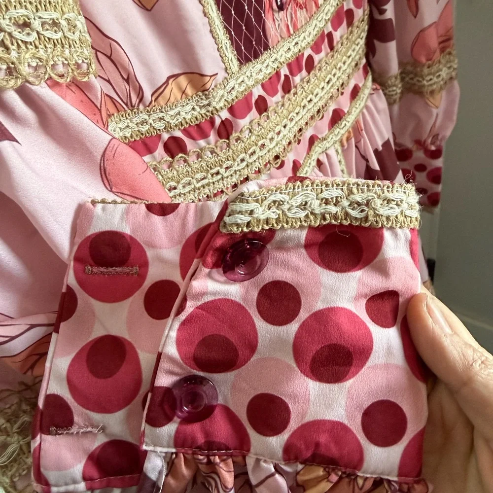 It’s giving Zimmerman without the price tag! Pink and burgundy floral dress sm.